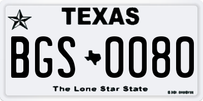 TX license plate BGS0080