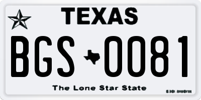 TX license plate BGS0081