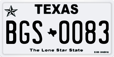 TX license plate BGS0083