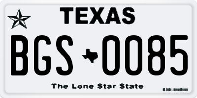 TX license plate BGS0085