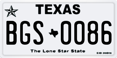 TX license plate BGS0086