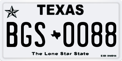 TX license plate BGS0088