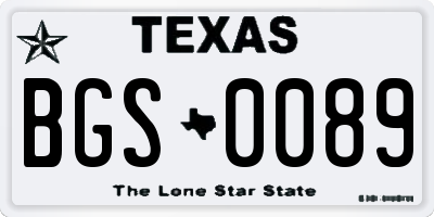 TX license plate BGS0089