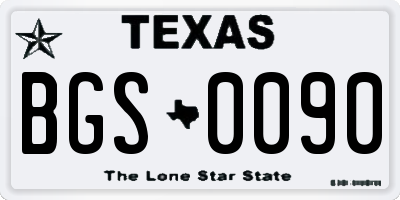 TX license plate BGS0090