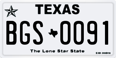 TX license plate BGS0091