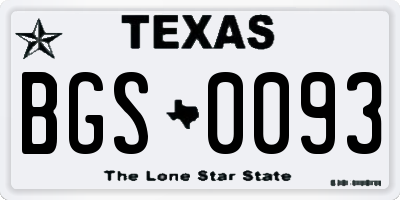 TX license plate BGS0093