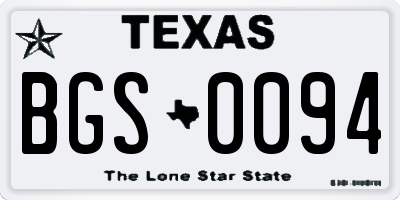 TX license plate BGS0094
