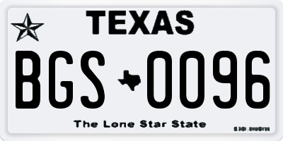 TX license plate BGS0096