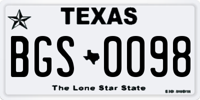 TX license plate BGS0098