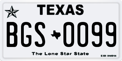 TX license plate BGS0099