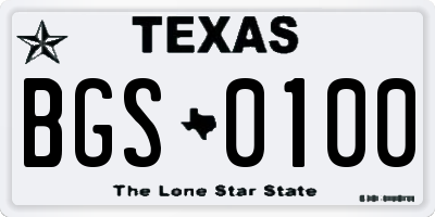 TX license plate BGS0100