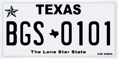 TX license plate BGS0101
