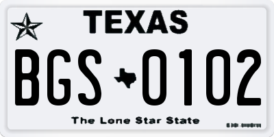 TX license plate BGS0102