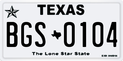 TX license plate BGS0104