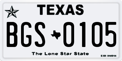 TX license plate BGS0105