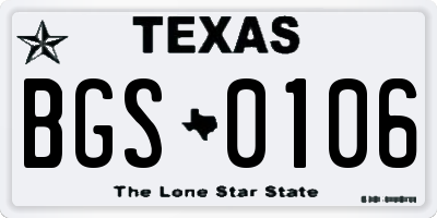 TX license plate BGS0106