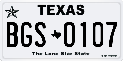TX license plate BGS0107