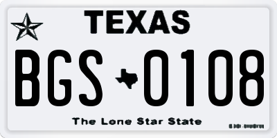 TX license plate BGS0108