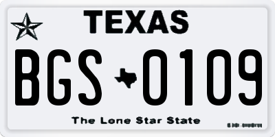 TX license plate BGS0109