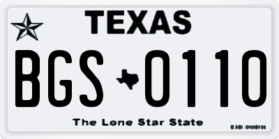 TX license plate BGS0110