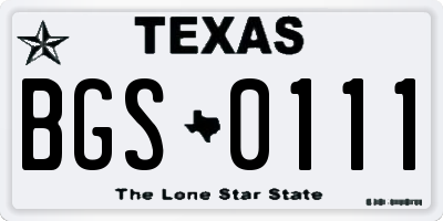 TX license plate BGS0111