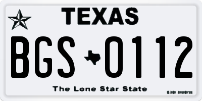 TX license plate BGS0112