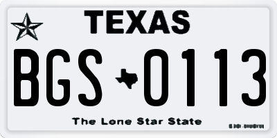 TX license plate BGS0113