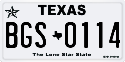 TX license plate BGS0114