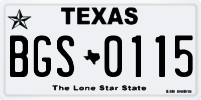 TX license plate BGS0115