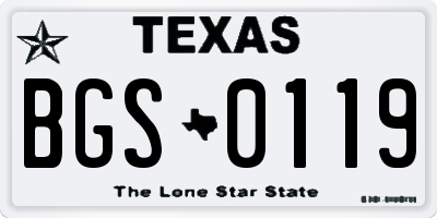 TX license plate BGS0119