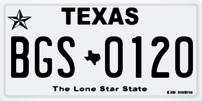 TX license plate BGS0120