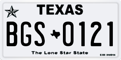 TX license plate BGS0121