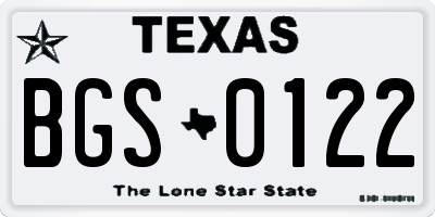 TX license plate BGS0122