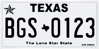 TX license plate BGS0123