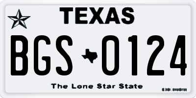 TX license plate BGS0124