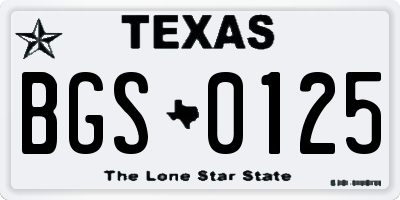 TX license plate BGS0125
