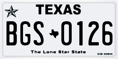 TX license plate BGS0126