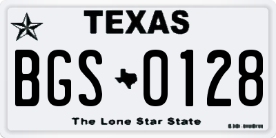 TX license plate BGS0128