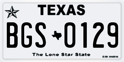 TX license plate BGS0129