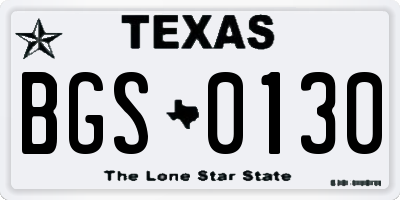 TX license plate BGS0130