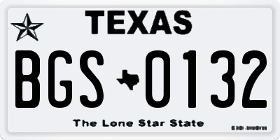 TX license plate BGS0132