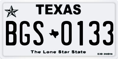 TX license plate BGS0133