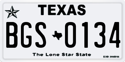 TX license plate BGS0134