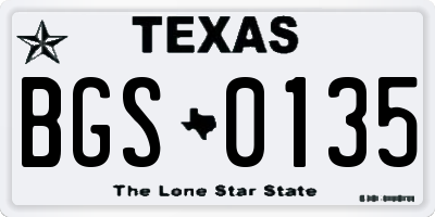 TX license plate BGS0135