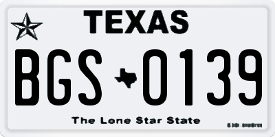 TX license plate BGS0139