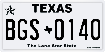 TX license plate BGS0140