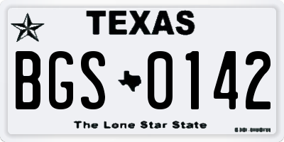 TX license plate BGS0142