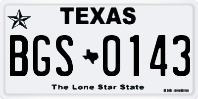 TX license plate BGS0143