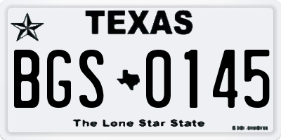 TX license plate BGS0145