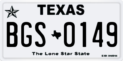 TX license plate BGS0149